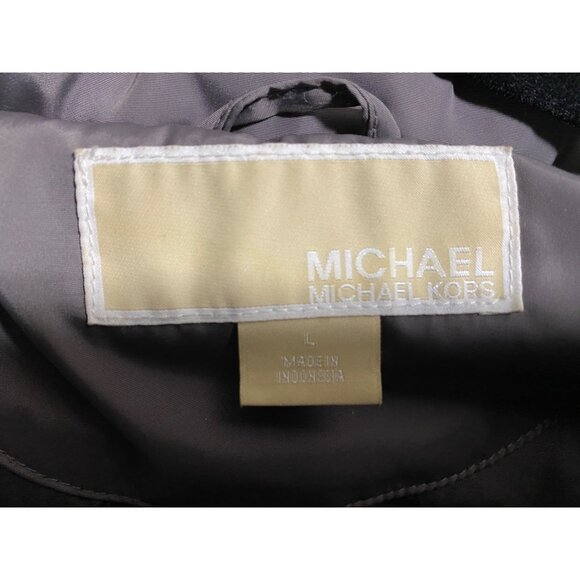 Michael Kors Puffer Coat Size Large Gray Womens Hooded Grey Polyester - Picture 3 of 16
